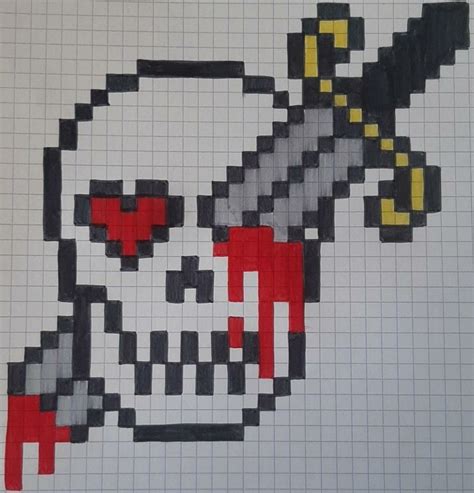 Skull Love Easy Pixel Art Pixel Art Pattern Pixel Art