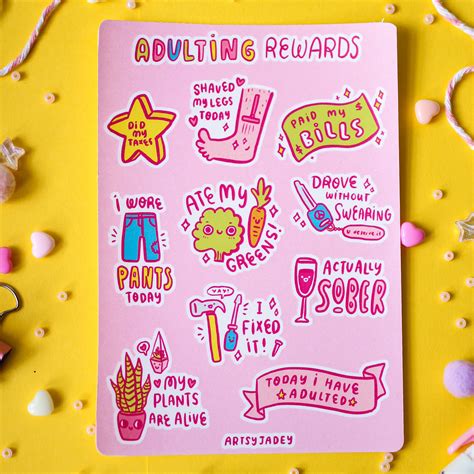 Adulting Rewards Sticker Sheet Chubmy