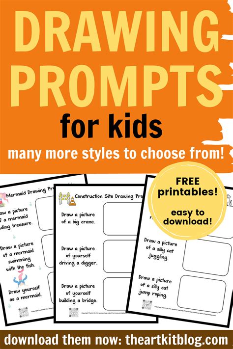 Drawing Prompts For Kids Free Printable Templates The Art Kit