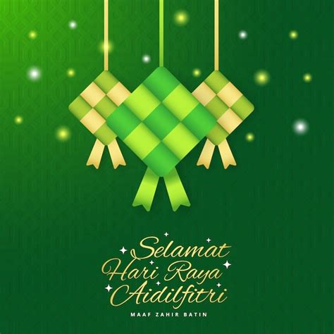 Eid Mubarak Selamat Hari Raya Aidilfitri Greeting Card Banner With