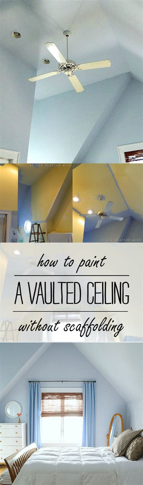 Although painting a vaulted ceiling isn't easy, it's usually possible without putting up scaffolding. How To Paint A Vaulted Ceiling Without Scaffolding