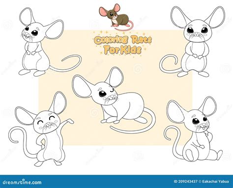 Cute Rats Characters Cartoon Set Vector Illustration With Cartoon