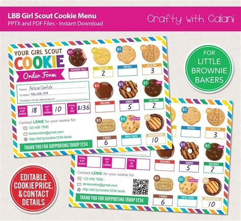 Girl Scout Cookie 2023 Order Form Lbb Cookie Order Form Etsy In 2023