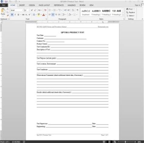 A fit to work assessment is important to check if a person is capable of doing certain tasks, and where else should you write those results other than on a certificate? Product Test Record ISO Template