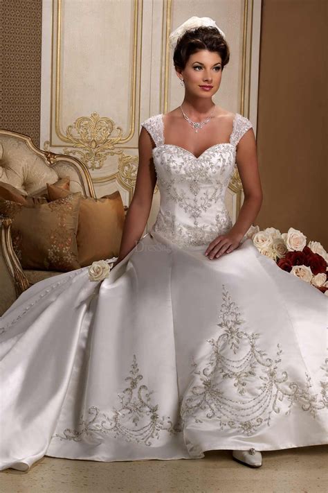 Ivory Wedding Gowns With Sweetheart Necklines Fancy Style Ivory Satin