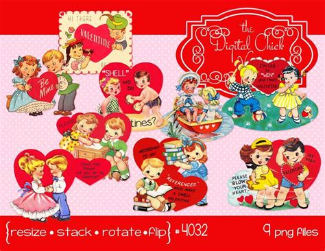 Digital Clipart Instant Download Vintage Valentine Clip Art Etsy