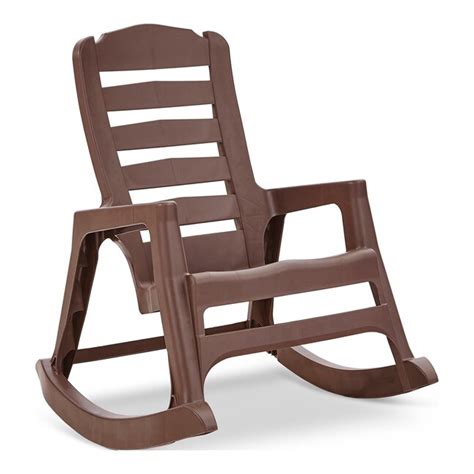 Adams Manufacturing Stackable Brown Resin Frame Rocking Chair With