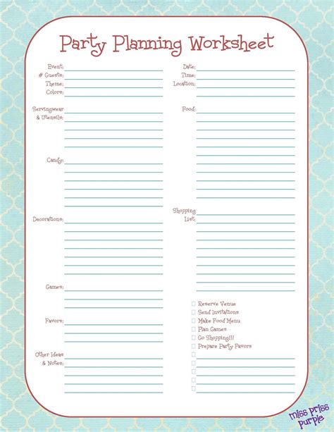 Party Planner Template Pdf Free
