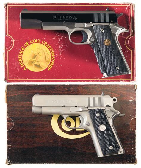 Two Colt Mark Iv Series 80 Semi Automatic Pistols W Original Bo