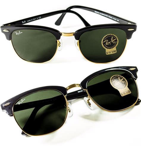New Ray Ban Rb 3016 Clubmaster Blackgold Green Lens Classic Etsy