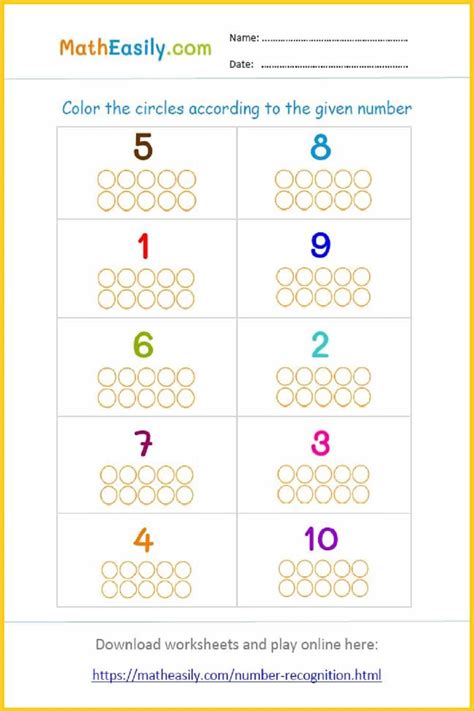 Number Recognition 1 10 Spot And Check Number Recogni