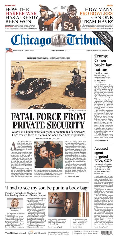 Todays Front Page Of Chicago Tribune