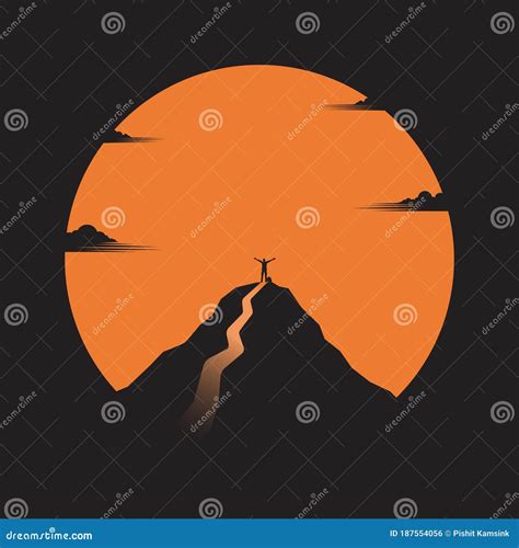 Freedom Man On Top Of The Mountain Stock Vector Illustration Of