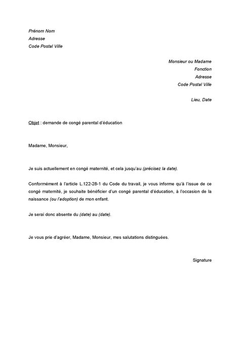 Lettre Demande De Conge Parental