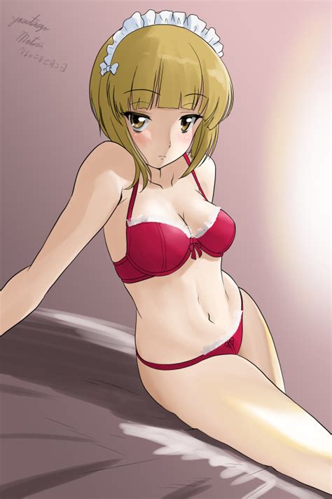 Matsui Yasutsugu Cutlass Girls Und Panzer Girls Und Panzer Girl Blonde Hair Blush Bra