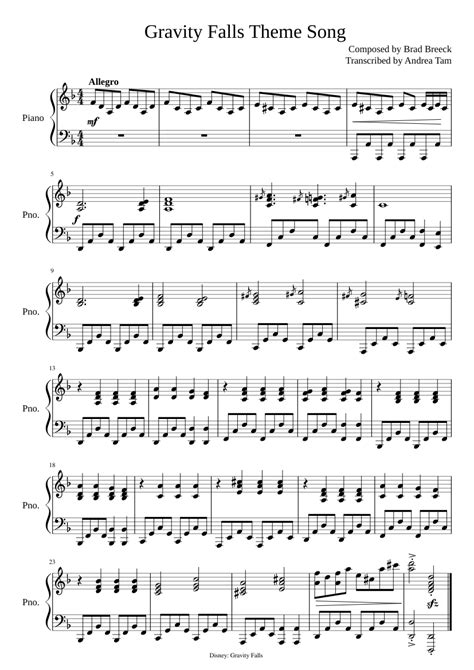 Piano Songs Piano Sheet Music Gravity Falls Piano Lessons Music