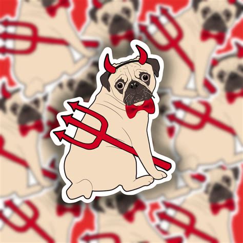 Devil Pug Halloween Sticker Cute Pet Sticker Holiday Etsy