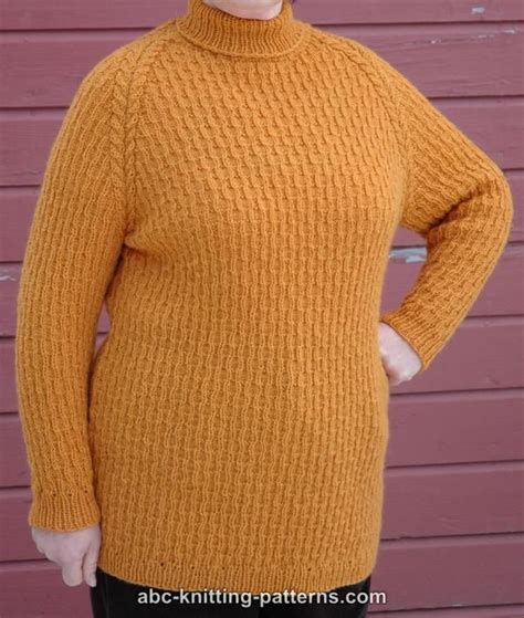Abc Knitting Patterns Raglan Sleeve Sweater With Turtleneck Collar