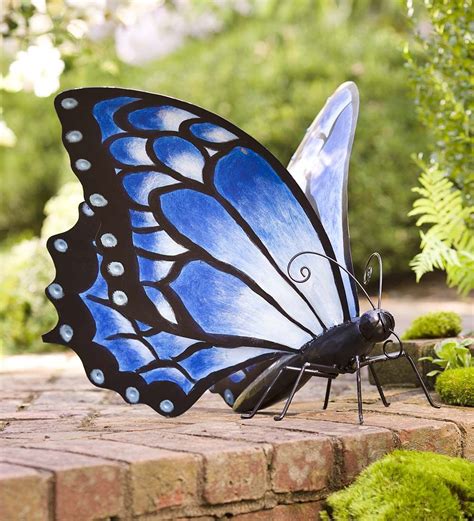 Large Blue Metal Butterfly In Garden Statues Butterflies