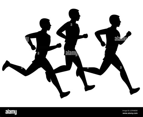 Running Or Jogging Vector Male Silhouettes Isolated On White Background