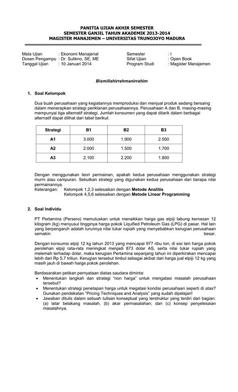 Silabusrppprotaprosemkkm biologi kelas xii sma k13 revisi. Soal Uas Ekonomi Manajerial Dan Jawaban - Ilmu Soal