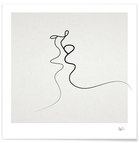 One line contour drawing illustration. Kus - lijntekening Poster | JUNIQE