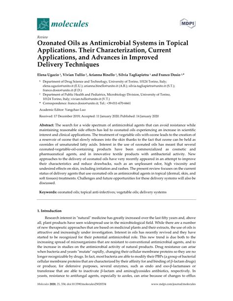Pdf Ozonated Oils As Antimicrobial Systems In Topical Applications