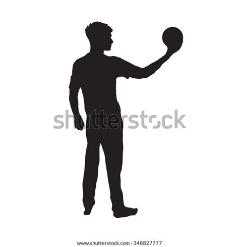 Man Holding Ball Hand Silhouette Stock Vector Royalty Free 348827777