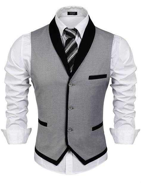 Coofandy Mens V Neck Sleeveless Slim Fit Vest Jacket Business Suit