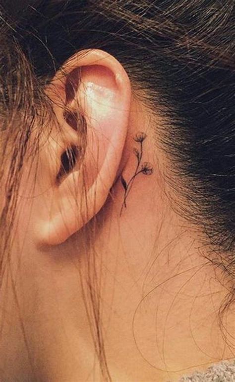 Small Tiny Back Of The Ear Rose Tattoo Ideas For Women Ideas De