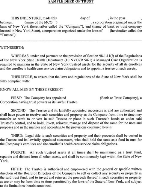 Deed Of Trust Template Free Template Downloadcustomize And Print