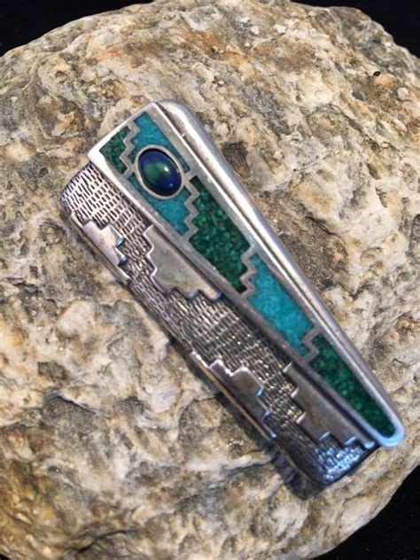 Roderick Tenorio Navajo Sterling Silver With Turquroise Inlay Brooch In