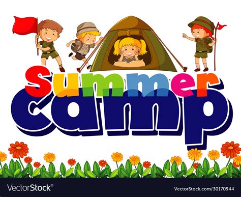 Font Design For Word Summer Camp With Kids Vector Image