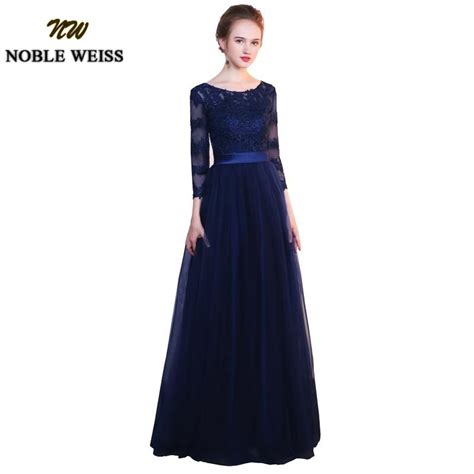 Noble Weiss Navy Blue Tulle Bridesmaid Dresses New Lace A Line Maid Of