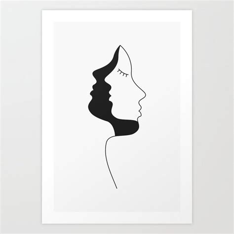 Silhouette Art Print By Wuukasch Silhouette Art Face Line Drawing