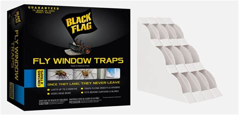 Black Flag Window Fly Trap Adhesive Hides Dead Bug 2 Month 4 Traps Hg 11017