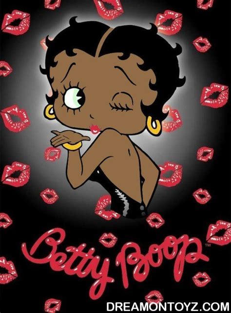 Boop Afro African American Betty Boop With Logo Winking And Blowing