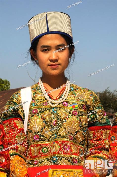 Ethnic Minority Girl In Traditional Costume Inle Lake Shan State