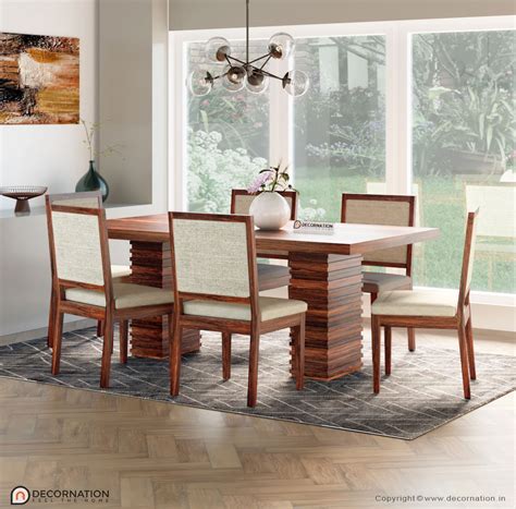 Designer dining table sets such as the terex and ralph 2 seater dining set bestows a lavish look onto the interior of the room. Olivia Solid Wood 6 Seater Dining Table Set Of Extra Wide ...