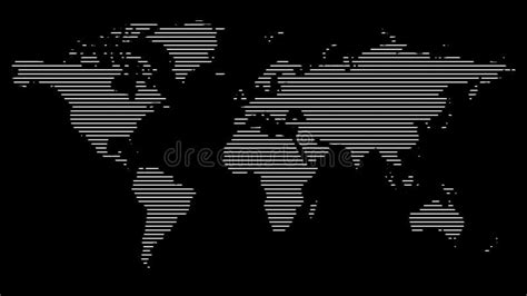 World Map Consisting Of Black Stripes On A White Background Stock