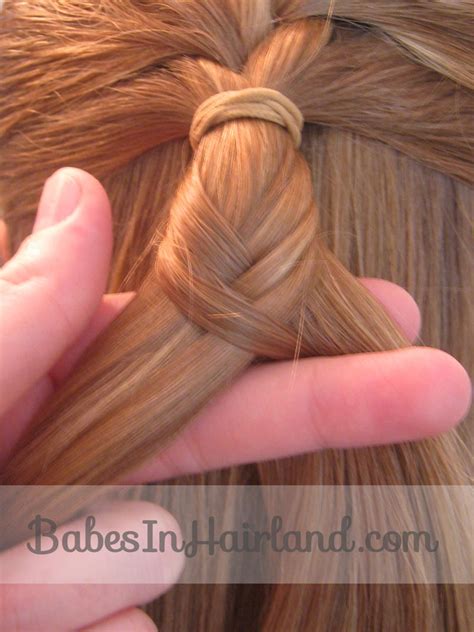 Cover the rubber band area with satin. French Braid to a Fishbone Braid - Babes In Hairland