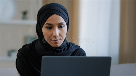Focused Ethnic Female Muslim Arabian Young Woman Girl Islamic Student