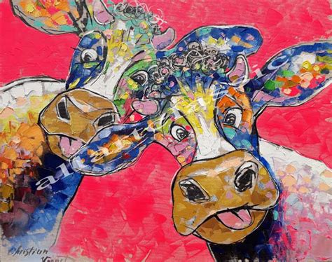 Funny Cows 2019 Original Oil Painting