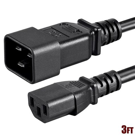 FT Power Cord Cable IEC C Male To C Female Prong AWG A Black Walmart Com