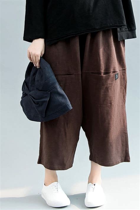 Loose Coffee Wide Leg Pants Women Casual Trousers For Summer K