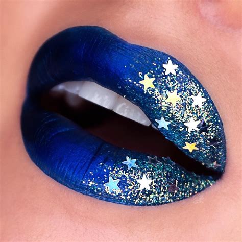 Blue Star Glitter Lips Lip Art Lipstick Art Best Makeup Products