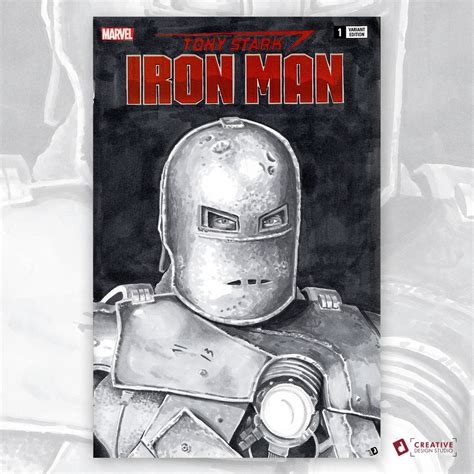 Artstation Tony Stark Iron Man Original Artwork Sketch Cover