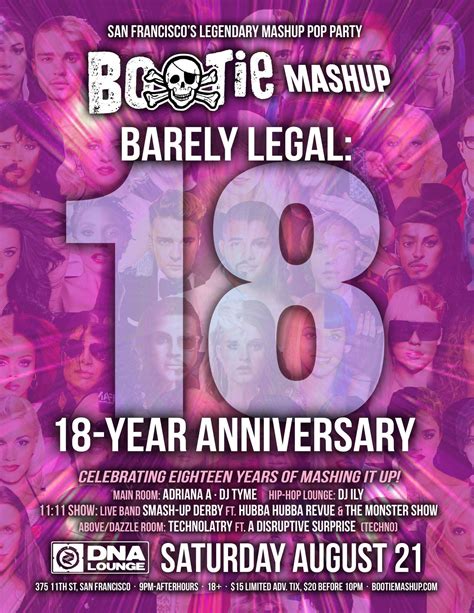 Aug 21 Bootie Mashup Sf Barely Legal 18 Year Anniversary San