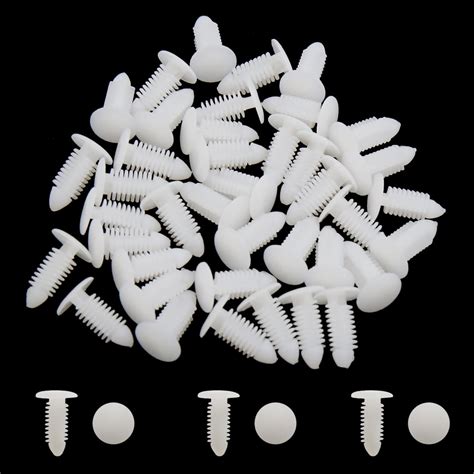 40pcs White Plastic Rivets Splash Guard Fastener Push Type Clips 8 X 6