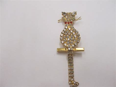 Vintage Rhinestone Cat Pin Item K 473 By Kittycatshop On Etsy